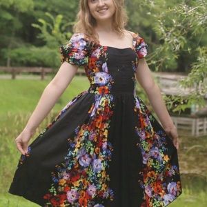 Bernie Dexter Black Floral Eeva Dress - Size Small